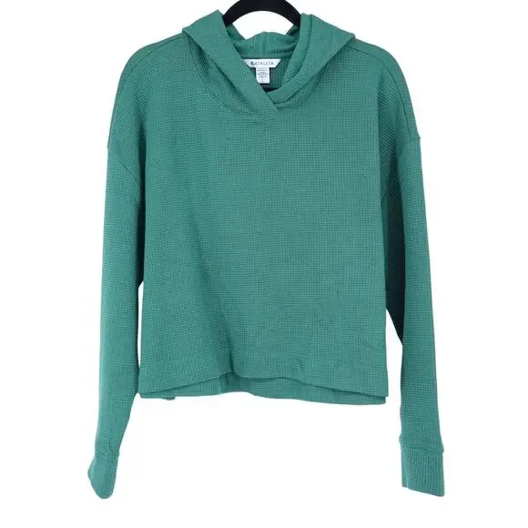 ATHLETA Coaster Knit Waffle Hoodie Trillium Green Oversized Boxy Fit Women's L - Picture 2 of 10